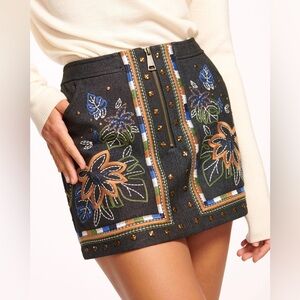Ramy Brook Black Embroidered Mini Skirt